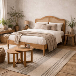 Wyld Haus Nenagh 4Ft6 Double Bed With Curved Rattan Headboard