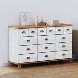 Walplus Chest Of Drawer Askim White 79 X 40 X 133.5 Cm Solid Pine Wood