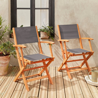 Sweeek - Pair Of Foldable Wooden Garden Chairs Almeria Anthracite 54X58.7X89 Cm - image 1
