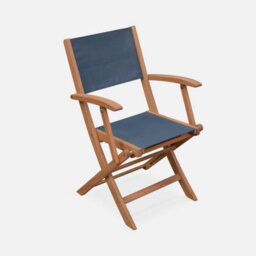Sweeek - Pair Of Foldable Wooden Garden Chairs Almeria Anthracite 54X58.7X89 Cm - thumbnail 3