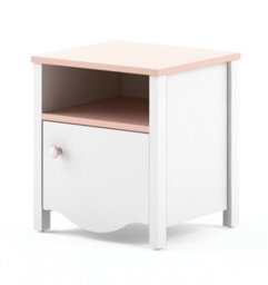 Arte Modern Mia Bedside Cabinet In White Matt & Pink (H)510mm (W)450mm (D)410mm - Sleek Nightstand Solution - thumbnail 1