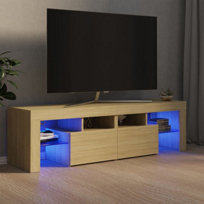 Vidaxl Tv Cabinet With Led Lights Sonoma Oak 140X36.5X40 Cm - image 1