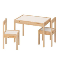 Abaseen Kids Table And Chair Set White/pine Children Activity Wooden