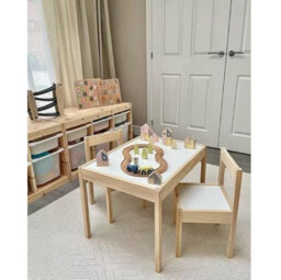 Abaseen Kids Table And Chair Set White/pine Children Activity Wooden - thumbnail 2