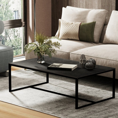 Fativo Fatiov 100L X 60W Cm Heavy Duty Sintered Stone Marble Coffee Table Anit-Scratch Center Tea Table Accent, Black - image 1