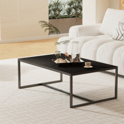 Fativo Fatiov 100L X 60W Cm Heavy Duty Sintered Stone Marble Coffee Table Anit-Scratch Center Tea Table Accent, Black - thumbnail 7
