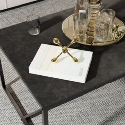 Fativo Fatiov 100L X 60W Cm Heavy Duty Sintered Stone Marble Coffee Table Anit-Scratch Center Tea Table Accent, Black - thumbnail 8