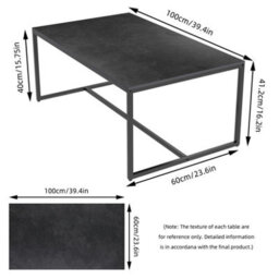 Fativo Fatiov 100L X 60W Cm Heavy Duty Sintered Stone Marble Coffee Table Anit-Scratch Center Tea Table Accent, Black - thumbnail 3
