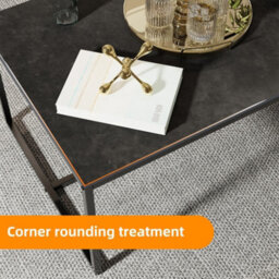 Fativo Fatiov 100L X 60W Cm Heavy Duty Sintered Stone Marble Coffee Table Anit-Scratch Center Tea Table Accent, Black - thumbnail 5