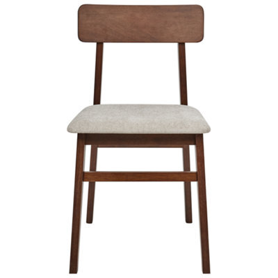 Wyld And Coco Dining Chairs Set Of 2 - Dark Rubberwood Frame, Armless Taupe Fabric Seating - image 1