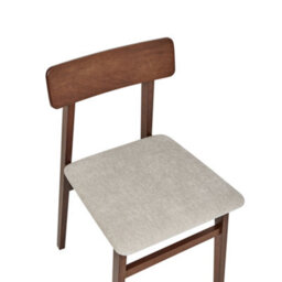 Wyld And Coco Dining Chairs Set Of 2 - Dark Rubberwood Frame, Armless Taupe Fabric Seating - thumbnail 6