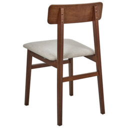 Wyld And Coco Dining Chairs Set Of 2 - Dark Rubberwood Frame, Armless Taupe Fabric Seating - thumbnail 5