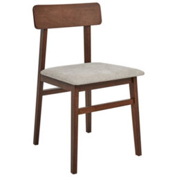 Wyld And Coco Dining Chairs Set Of 2 - Dark Rubberwood Frame, Armless Taupe Fabric Seating - thumbnail 4