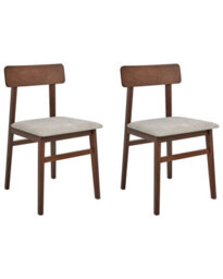 Wyld And Coco Dining Chairs Set Of 2 - Dark Rubberwood Frame, Armless Taupe Fabric Seating - thumbnail 3