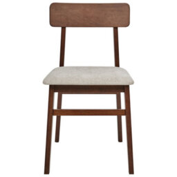 Wyld And Coco Dining Chairs Set Of 2 - Dark Rubberwood Frame, Armless Taupe Fabric Seating - thumbnail 1
