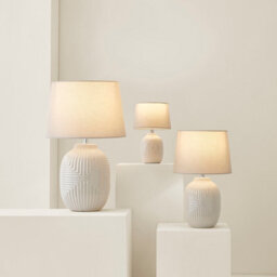 Valuelights Harrison Tapered Lamp Shade Grey Geometric Ribbed Pattern Gloss Small Table Lamp - thumbnail 6