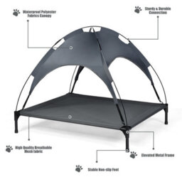 Costway Dog Bed Cat Cot Elevated Pet Tent With Detachable Canopy - thumbnail 7