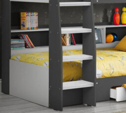 Orion Grey And White Wooden Storage Bunk Bed Frame Only - 3Ft Single - thumbnail 4