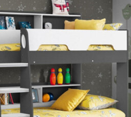 Orion Grey And White Wooden Storage Bunk Bed Frame Only - 3Ft Single - thumbnail 5