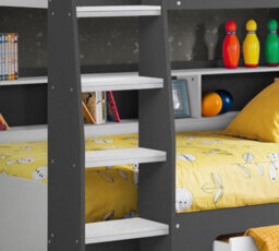 Orion Grey And White Wooden Storage Bunk Bed Frame Only - 3Ft Single - thumbnail 6
