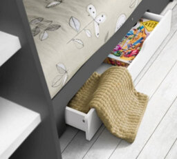 Orion Grey And White Wooden Storage Bunk Bed Frame Only - 3Ft Single - thumbnail 3