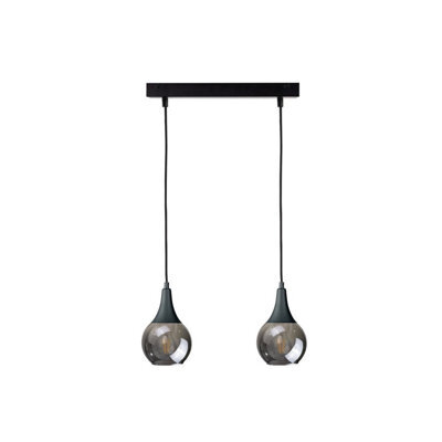 Luminosa Lighting Luminosa Lacrima Bar Pendant Ceiling Light Black Smoky Glass Shade 2X E27 - image 1