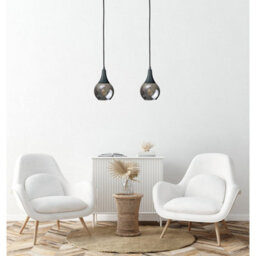 Luminosa Lighting Luminosa Lacrima Bar Pendant Ceiling Light Black Smoky Glass Shade 2X E27 - thumbnail 3
