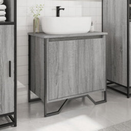 Berkfield Bathroom Sink Cabinet Grey Sonoma 60X35X60 Cm Engineered Wood - thumbnail 3