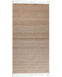 Beliani Recycled Pet Area Rug Beige 80 X 150 Cm - Indoor Outdoor, Flat-Woven, Pet Friendly, Fringe - thumbnail 1
