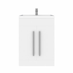 Sundaze Bathroom Furniture Storage Cabinet Freestanding Vanity Unit & Basin 600mm Gloss White - thumbnail 2