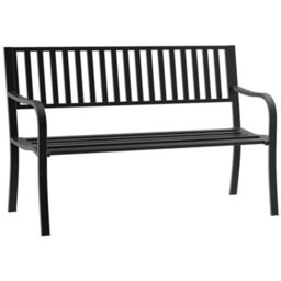 Wyld Haus Dosu Metal Black Outdoor Garden Bench Loveseat With Slatted Frame - 2-Seater, Powder-Coated Steel - thumbnail 2