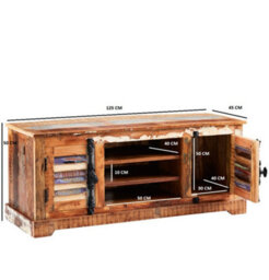 Vema Solid Reclaimed Boat Wood Marine Tv Cabinet With 2 Doors - thumbnail 4