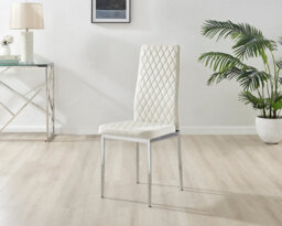 Furniturebox Uk Giovani Round Grey 100Cm Table And 4 Cream Velvet Milan Chairs - thumbnail 5