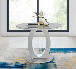 Furniturebox Uk Giovani Round Grey 100Cm Table And 4 Cream Velvet Milan Chairs - thumbnail 2
