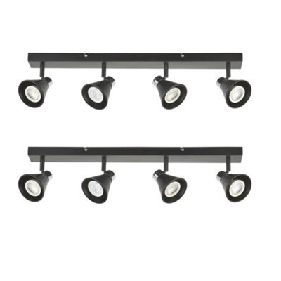 First Choice Lighting Set Of 2 Burton - Matt Black & Chrome Detail 4 Way Ceiling Spotlights - image 1