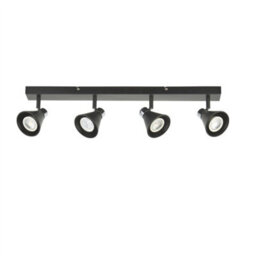 First Choice Lighting Set Of 2 Burton - Matt Black & Chrome Detail 4 Way Ceiling Spotlights - thumbnail 3