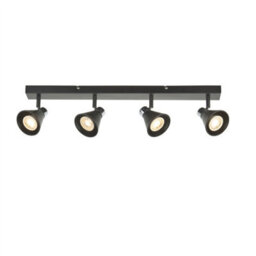 First Choice Lighting Set Of 2 Burton - Matt Black & Chrome Detail 4 Way Ceiling Spotlights - thumbnail 2