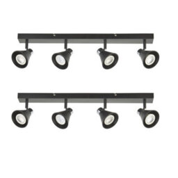 First Choice Lighting Set Of 2 Burton - Matt Black & Chrome Detail 4 Way Ceiling Spotlights - thumbnail 1