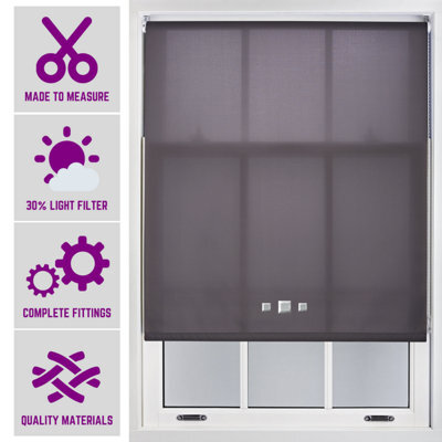 Chrome Triple Square Eyelet Daylight Roller Blind - (W)240Cm X (L)165Cm Dark Grey Blind From Furnished - image 1