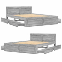 Berkfield Bed Frame With Headboard Without Mattress Grey Sonoma 120X200 Cm - thumbnail 8