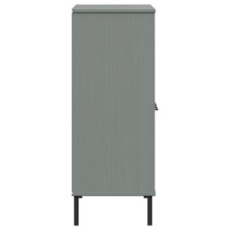 Berkfield Bookcase With Metal Legs Grey 90X35X90.5 Cm Solid Wood Oslo - thumbnail 6