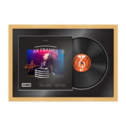 "AK Frames 25X17"" Country Pine Classic Vinyl Record Frame With Black Mount For 12 Inch Lp Cover & Disc - Overlapped Design" - thumbnail 1
