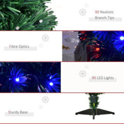 Homcom 3Ft Prelit Artificial Christmas Tree Fiber Optic Xmas Decoration, Green - thumbnail 7