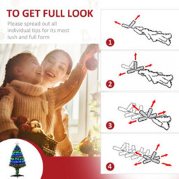 Homcom 3Ft Prelit Artificial Christmas Tree Fiber Optic Xmas Decoration, Green - thumbnail 6