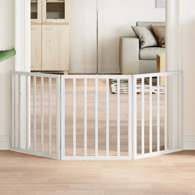 Walplus White Dog Gate Foldable 3 Panels 150 Cm Poplar Wood - image 1