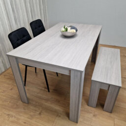 Kosy Koala Modern Grey Rectangle Dining Table Set With 2 Black Velvet Chairs And 1 Bench Dining Room Furniture - thumbnail 2