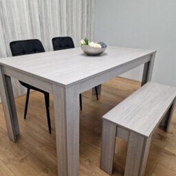 Kosy Koala Modern Grey Rectangle Dining Table Set With 2 Black Velvet Chairs And 1 Bench Dining Room Furniture - thumbnail 6