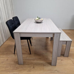 Kosy Koala Modern Grey Rectangle Dining Table Set With 2 Black Velvet Chairs And 1 Bench Dining Room Furniture - thumbnail 4