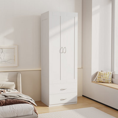 Living And Home White Modern 2-Door Wardrobe With 2 Drawers - image 1