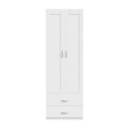 Living And Home White Modern 2-Door Wardrobe With 2 Drawers - thumbnail 2
